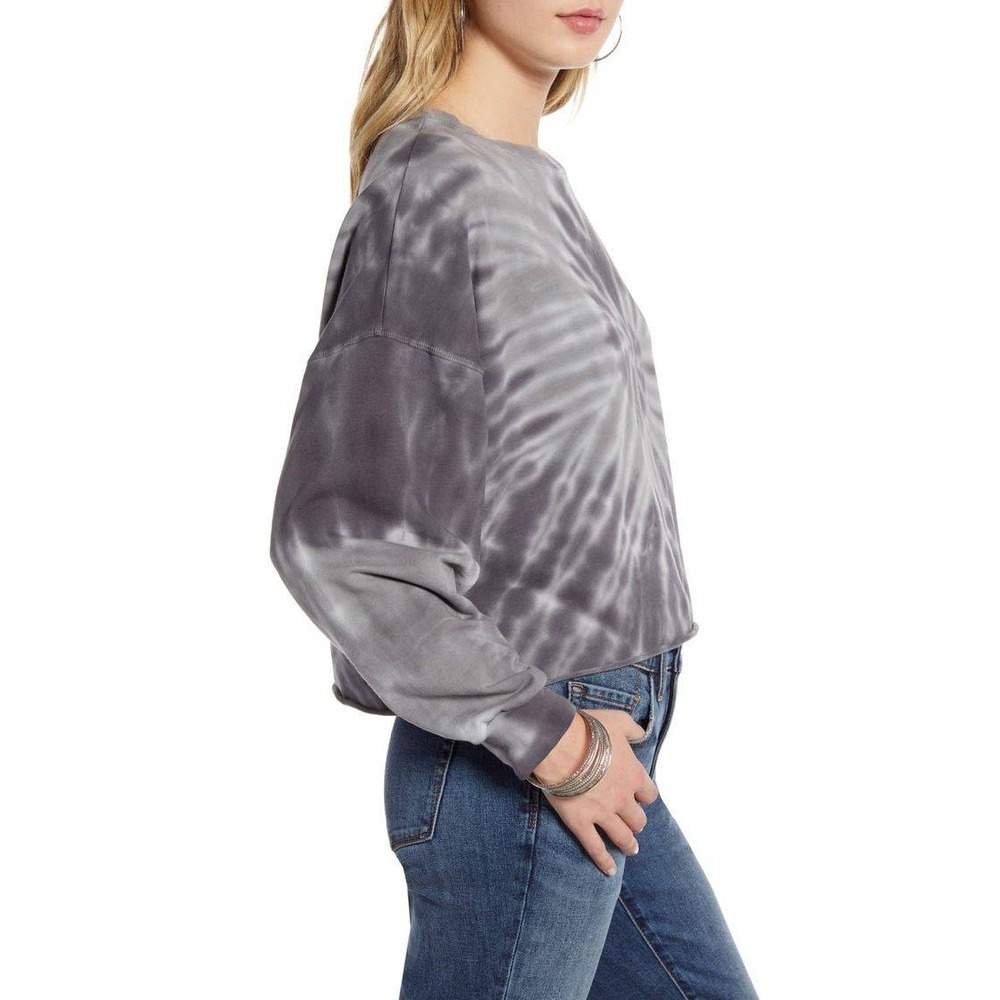 Tie Dye cropped boxy blue cotton sweatshirt S long sleeve‎ terry